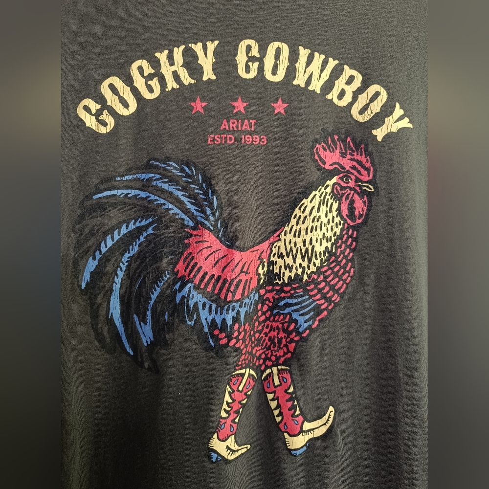 XL Ariat Cocky Cowboy Shirt Cotton Western Rooster Bohemian Rodeo NFR Casual Dad